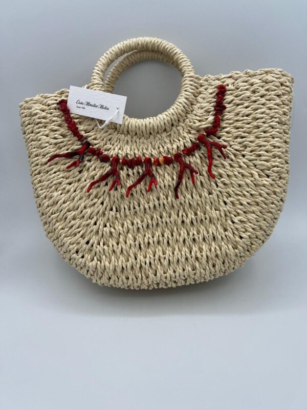 BOLSO PAJA 1352 RAFIA CORAL 33X24cm